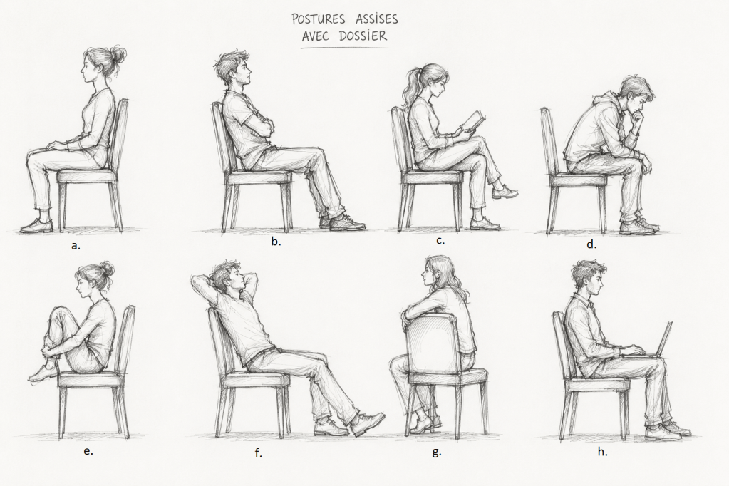 Exemples de mauvaises postures assises